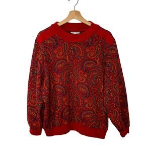 Alfred Dunner Vintage Red Paisley Grandma Sweater Plus Size 22